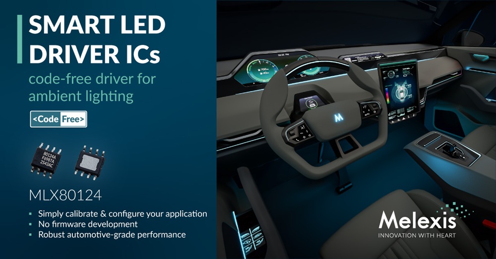 Melexis, Belgium launches MLX80124 code-free LIN LED driver for automotive interior lighting